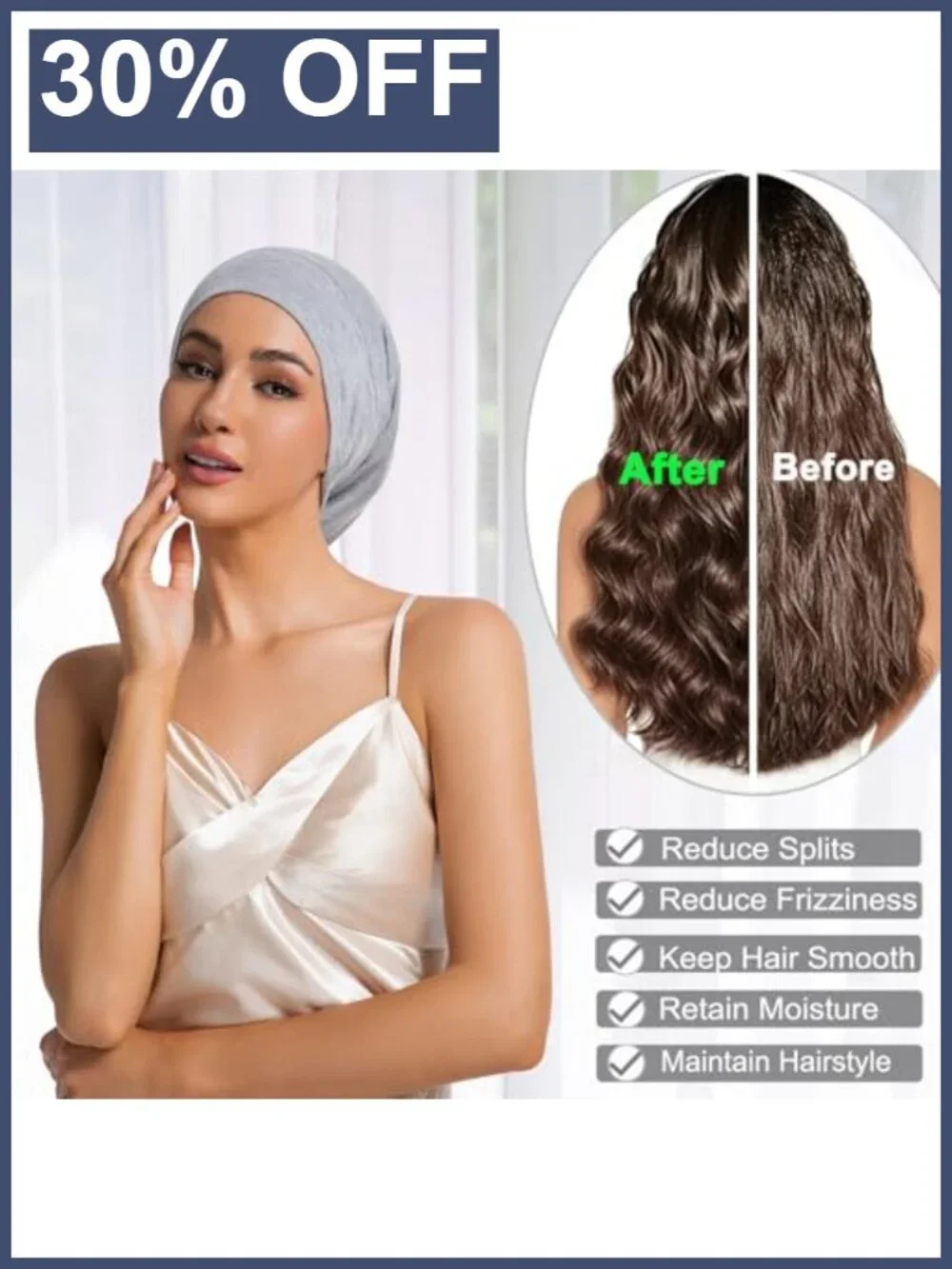 Silk Sleep Cap Bonnet for Black Women Cooling Lined Adjustable Night Hair Wrap